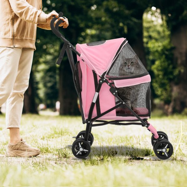 Magshion 4 Wheel Foldable Lightweight Dog Stroller for Small Medium Dogs, Pet Stroller, (Pink) - Image 3