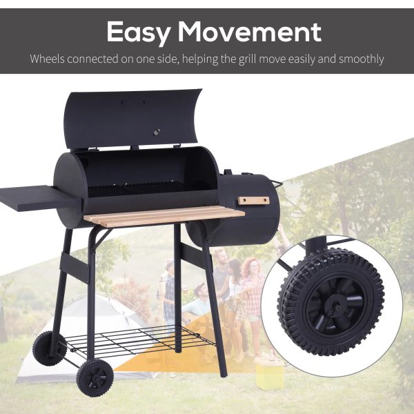 Outsunny 48" Steel Portable Backyard Charcoal BBQ Grill and Offset Smoker Combo - Image 7