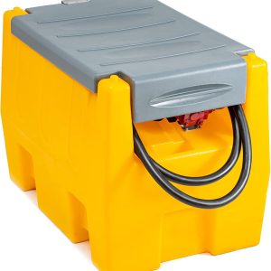 TECSPACE 58 Gallon Gasoline Tank, Portable Fuel Tank with 12V Electric Fuel Transfer Pump, 40 GPM Gasoline Fuel Tank with 4 Meters Hose for Gasoline Transportation (Yellow, 58 gal)