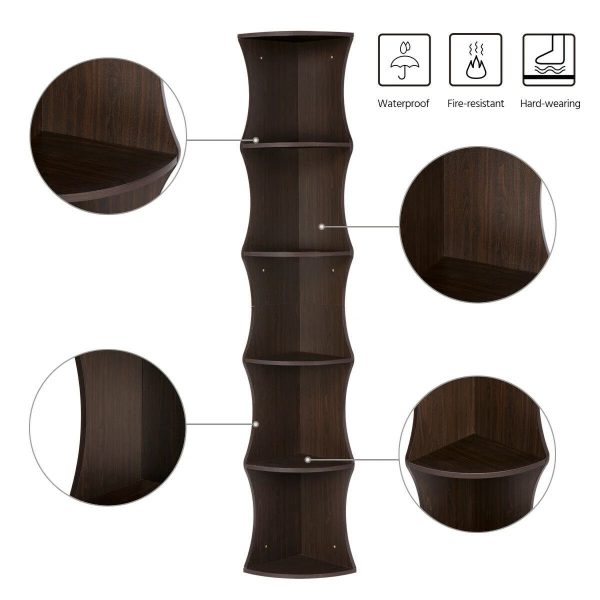 Nesuncia 77" H 5 Tier Corner Shelf Plant Stand Open Bookshelf Unique Furniture - Image 7