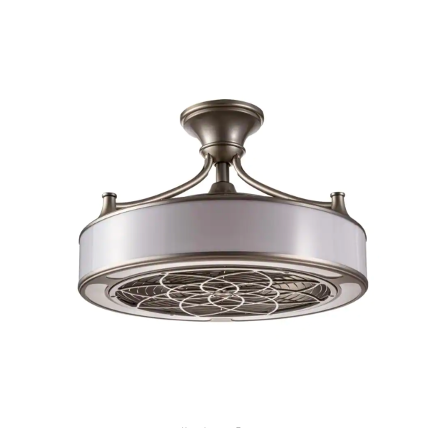 Home Decorators Collection Windara 22 in. LED Indoor/Covered Outdoor Brushed Nickel Ceiling Fan with Light Kit and Remote Control - Image 3