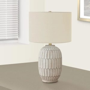 9720 LightingTable Lamp, Cream Resin, Shade, Transitional Lighting-24 H Table, 14.5" L x 14.5" W x 24" H