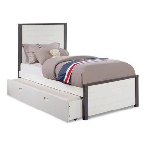 Furniture of America Acres Wood Full Bed with Trundle in White and Gray