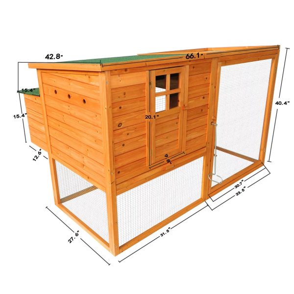 PawHut 64" Large Wooden Chicken Coop Kit With Outdoor Run And Nesting Box - Image 4