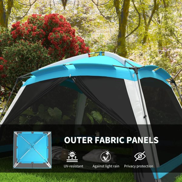 Outsunny 12' x 12' Screen House Room, 8 Person Camping Tent w/ Carry Bag and 4 Mesh Walls for Hiking, Backpacking, and Traveling, Easy Set Up, Sky Blue - Image 4