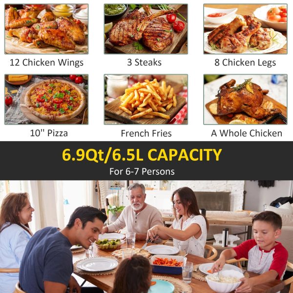Homlixry Air Fryer 7QT 1700W Air Fryers Oven with Digital Display, 360° Air Circulation, Adjustable Temperature, Timer and Nonstick Basket for Oil Less or Low Fat Cooking, Black - Image 2