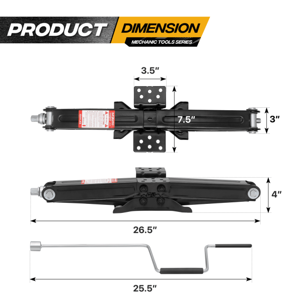 Magshion 2.5 Ton Scissor Jack Set of 4, 5000lbs Heavy Duty Car Jack Lift Kit with Handle, RV Trailer Stabilizer Leveling Scissor Jacks Set, Black - Image 5
