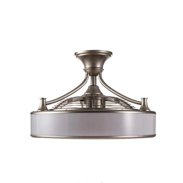Home Decorators Collection Windara 22 in. LED Indoor/Covered Outdoor Brushed Nickel Ceiling Fan with Light Kit and Remote Control - Image 4