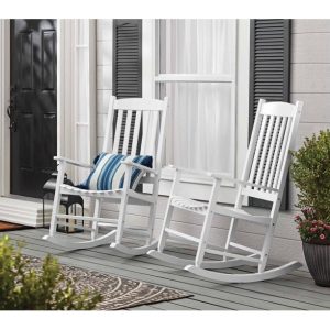 Mainstays Outdoor Wood Porch Rocking Chair， White Color， Weather Resistant Finish💝 Last Day For Clearance