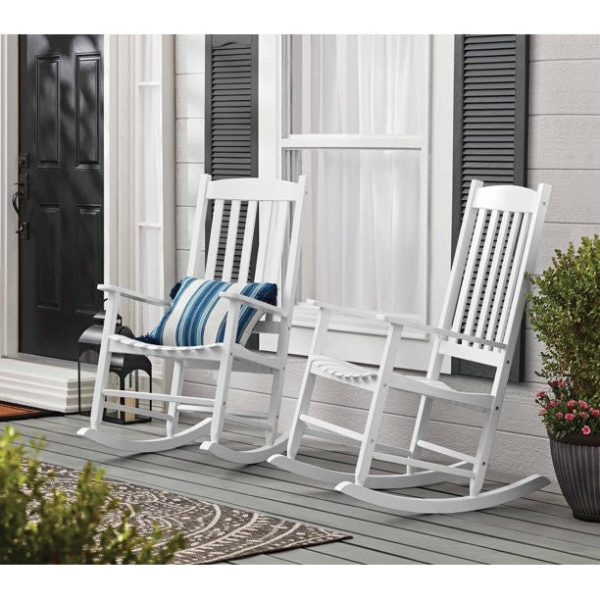 Mainstays Outdoor Wood Porch Rocking Chair， White Color， Weather Resistant Finish💝 Last Day For Clearance