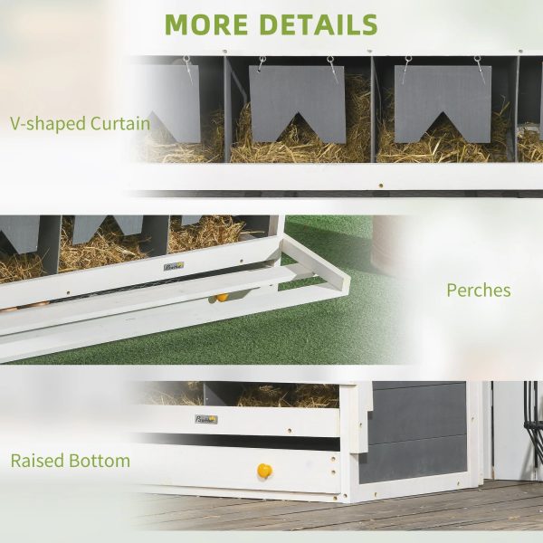 PawHut Nesting Boxes for Chickens W/ 2 Egg Collection Trays, 8 Compartments - Image 5