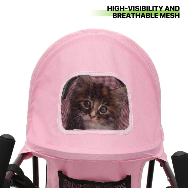 Magshion 4 Wheel Foldable Lightweight Dog Stroller for Small Medium Dogs, Pet Stroller, (Pink) - Image 7
