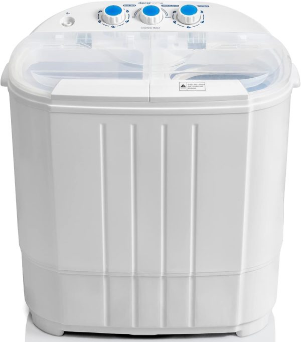 Home Compact Washing Machine with Twin Tub for Wash and Spin Dry, Portable, Built-in Gravity Drainage System, Agitation Wash Cycles, Use Less Soap and Water, for Dorms, Apartments, RVs - Image 9