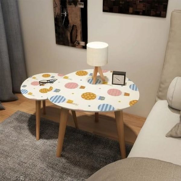 JYHOME Small Coffee Nesting Seamless Cute Pattern hot air Balloons Sky Triangle End Center Modern Room Bedroom Balcony - Image 4
