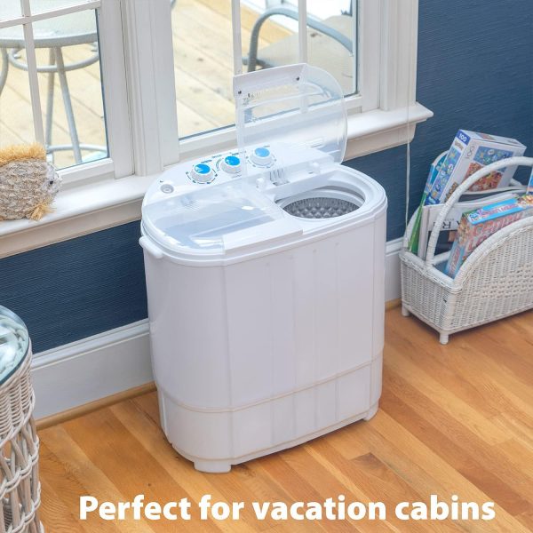 Home Compact Washing Machine with Twin Tub for Wash and Spin Dry, Portable, Built-in Gravity Drainage System, Agitation Wash Cycles, Use Less Soap and Water, for Dorms, Apartments, RVs - Image 7