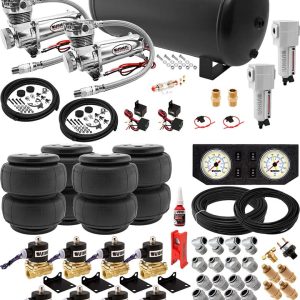Vixen Air Suspension Kit for Truck/Car Bag/Air Ride/Spring. On Board System- Dual 200psi Compressor, 6 Gallon Tank. For Boat Lift,Towing,Lowering,Load Leveling,Onboard Train Horn VXX1208FW/4863DCF