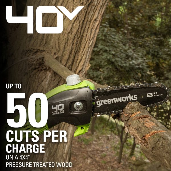 Greenworks 40V 8" Cordless Pole Saw with 2.0 Ah Battery and Charger， 1403702 - Image 4