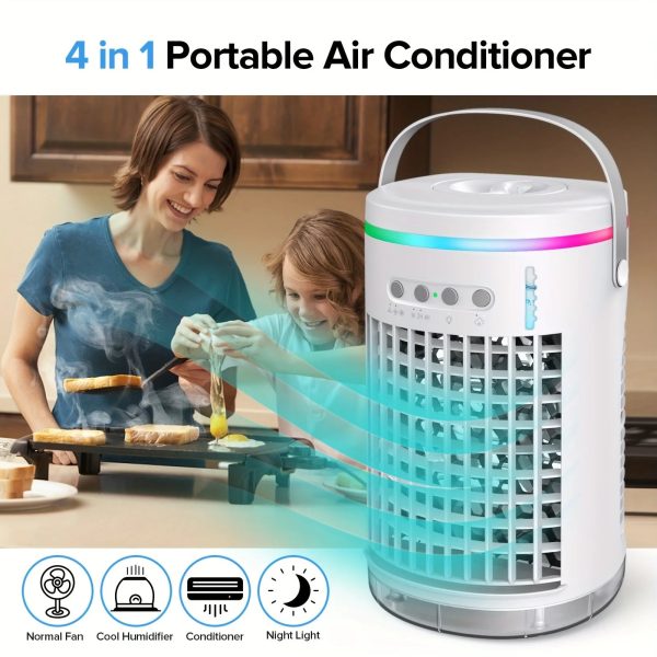 Portable Air Conditioners with Remote 1400ml Evaporative Cooler 3 Speeds USB Personal Conditioner 7 LED Light Portable AC for Room Kitchen Office Desk Bedroom Camping - Image 7