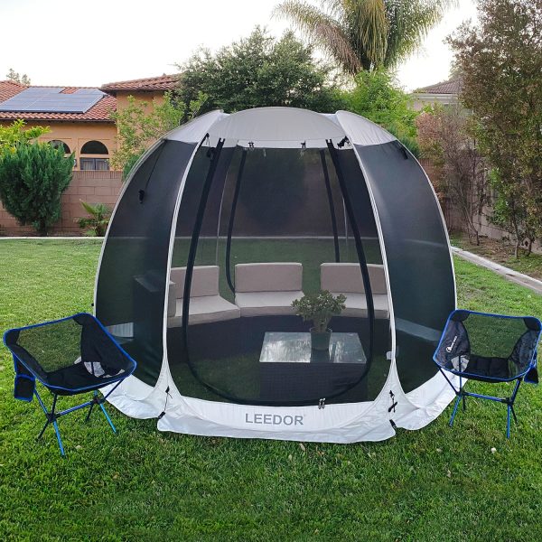 Leedor Screen House Tent Instant Room Shelter Gazebos for Patios Outdoor Canopy 10'x10' Gray - Image 8
