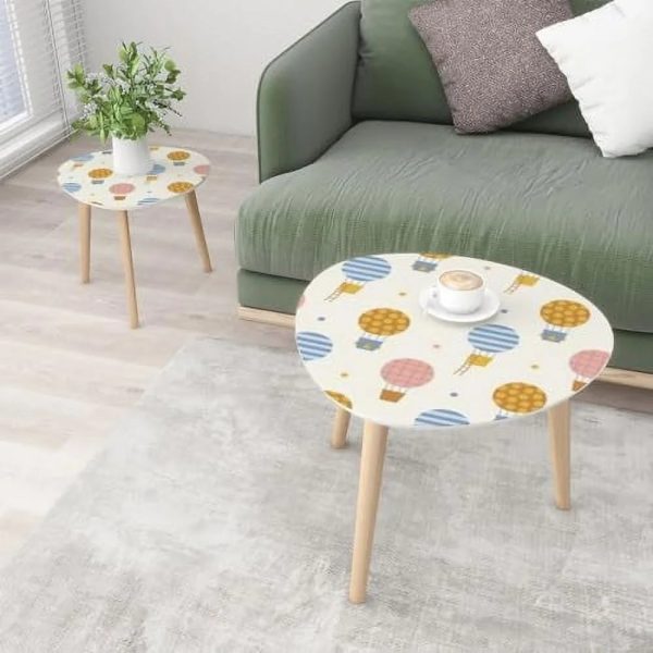 JYHOME Small Coffee Nesting Seamless Cute Pattern hot air Balloons Sky Triangle End Center Modern Room Bedroom Balcony - Image 3