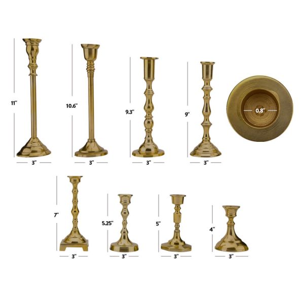 Koyal Wholesale Vintage Gold Mixed Taper Holders�� Set of 10�� Mismatched Candlesticks Set�� Bohemian Decorative Candle Set - Image 3
