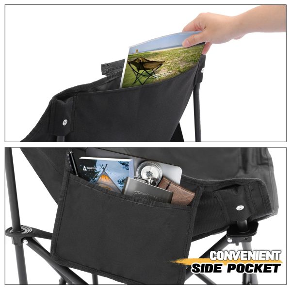 MADOG Folding Table and Chairs Set, Set of 3 Outdoor Camping Picnic Chairs and Table with Fold Up Tabletop, Pockets and Carry Bag, Black - Image 8